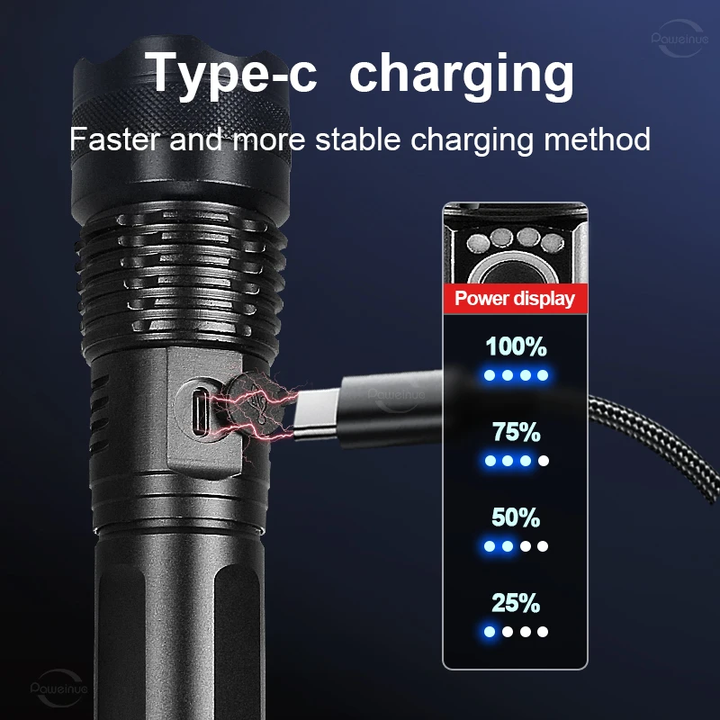 Ultra latarka o dużej mocy XHP360 latarka o dużej mocy światła XHP50.2 typ C akumulatorowa lampa LED latarki taktyczne latarnia na kemping