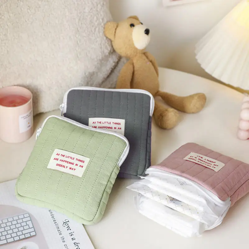 Women Sanitary Napkin Tampon Storage Bag Sanitary Pad Pouches Portable Makeup Lipstick Key Earphone Data Cables Organizer