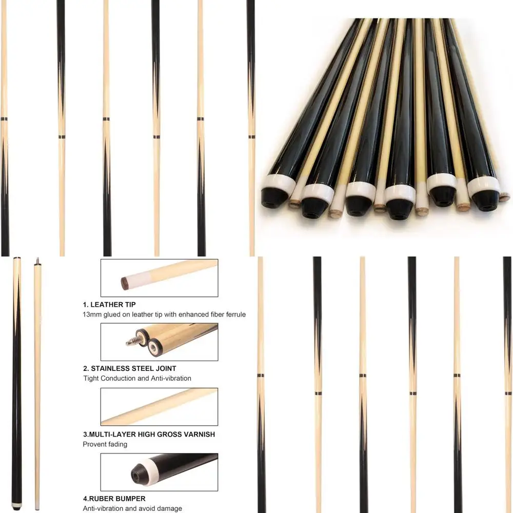 

2-Piece 58 Wooden Pool Cue, 19-21 oz, Economical for Home & Bar, Ideal for American Pool Beginners