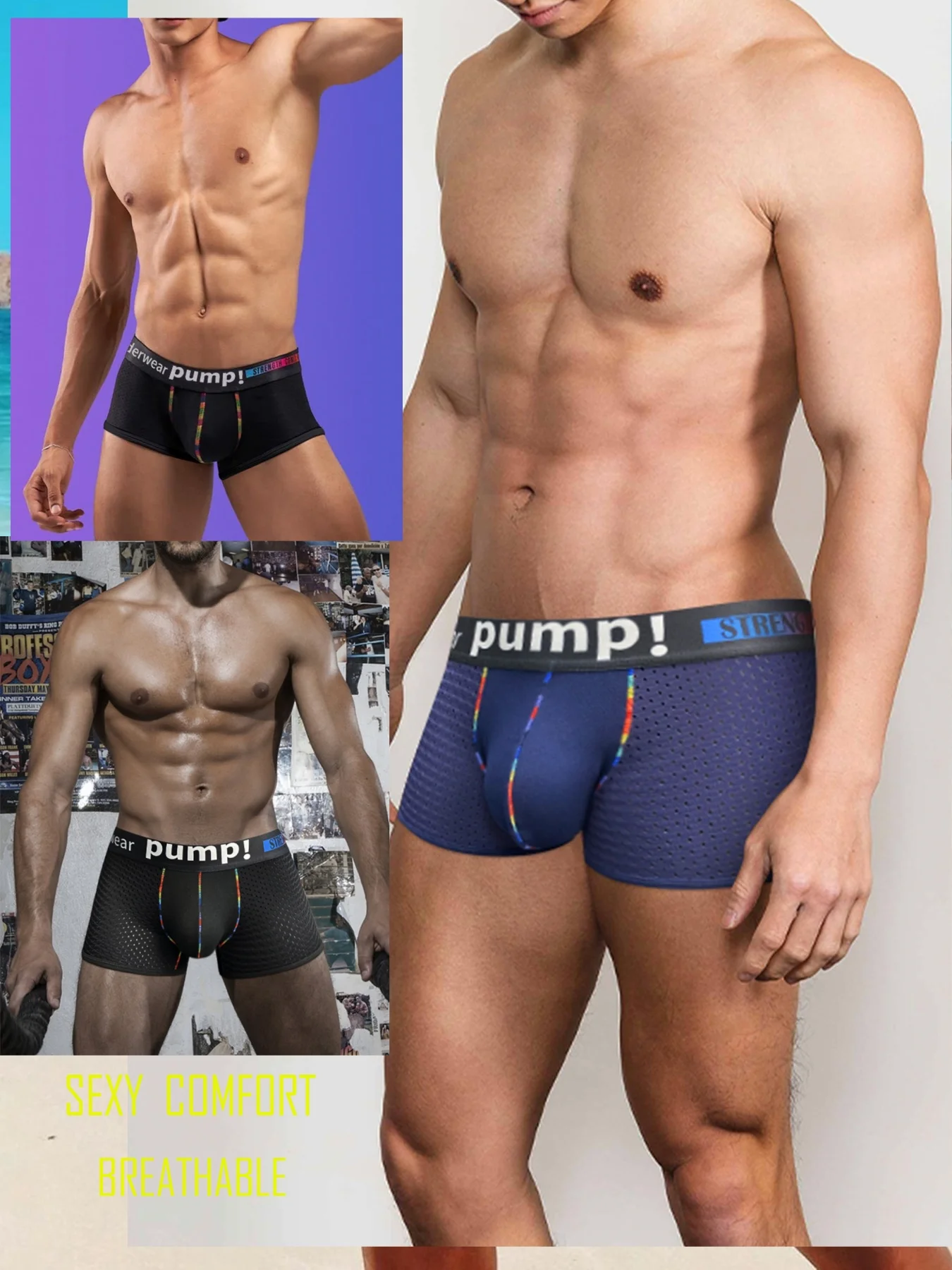 Men's Mesh Athletic Boxer Briefs - Quick-Dry Stretch Fit Gym Underwear Breathable Anti-Ride Up Sportswear