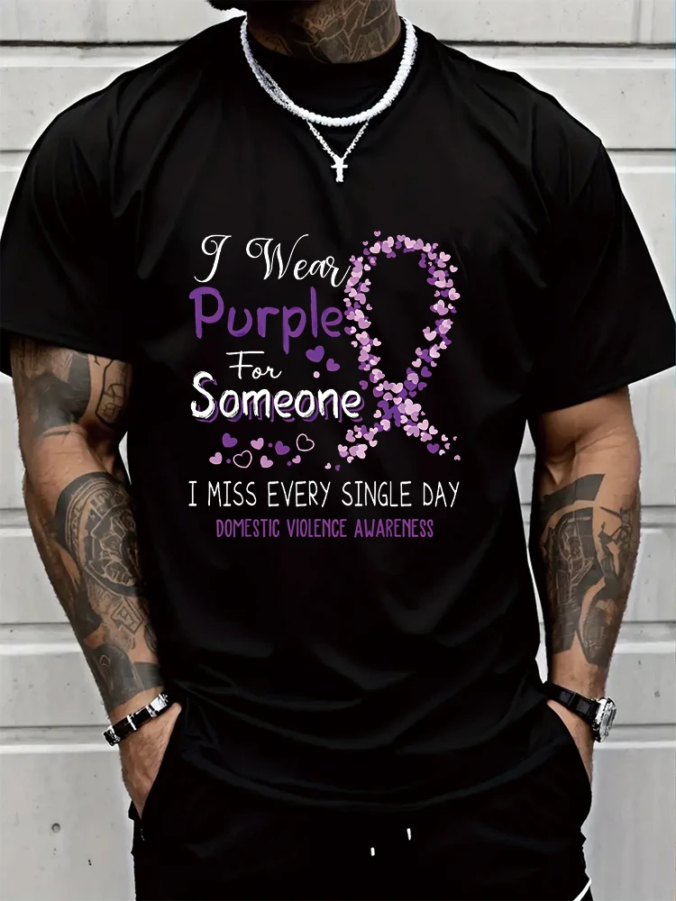 Jwear Purple For Someone I Miss Every Single Day Domestic Violence Awareness Men Tshirt Cotton Print Tee Tops Fashion Clothing