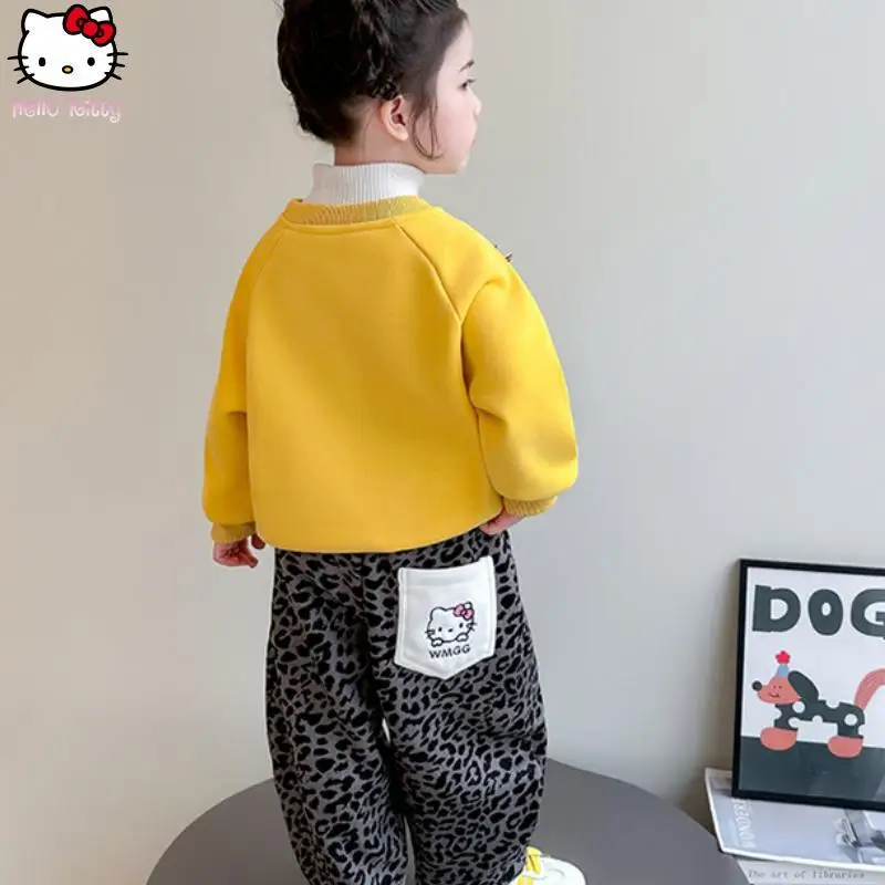 فتاة Kawaii القط سميكة البلوز بدل رجالي الكرتون جديد أنيمي الخريف الشتاء الأطفال الدافئة تي شيرت بلايز عادية قطعتين مجموعة #6