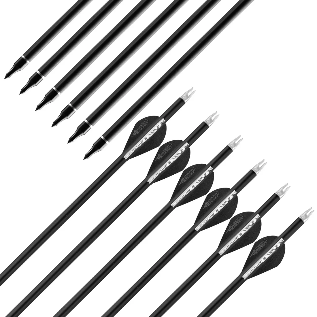 12pcs Archery Mix Carbon Arrows 2/2.8inch Arrows Vanes Target Point 90gr Compound Traditional Bow Hunting Shooting