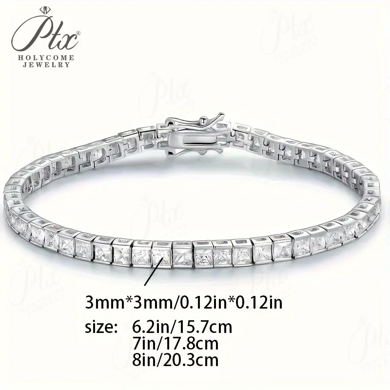 3x3mm Cube Bracelet High-Carbon Diamond 925 Sterling Silver Anniversary Gift 2025 New Unisex Top Quality Tennis Chain Charms