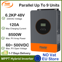 6.2KW Hybrid Solar Inverter MPPT 120A Solar Charger 48V 230Vac Off Grid Pure Sine Wave Max PV Power 8500W Fit for LifePo4 No Tax