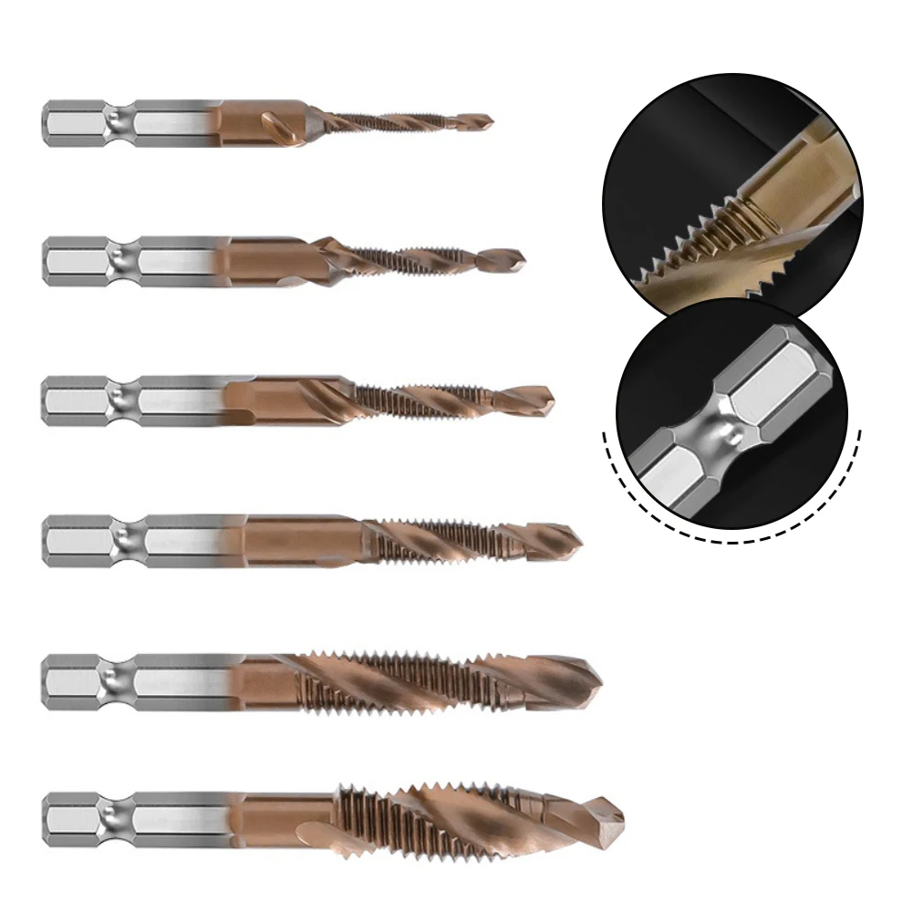 

6pcs Spiral Thread Drill Bit For Stainless Steel & Hard Metals M35 Cobalt Steel Drill Bit Set Replacement Accessories