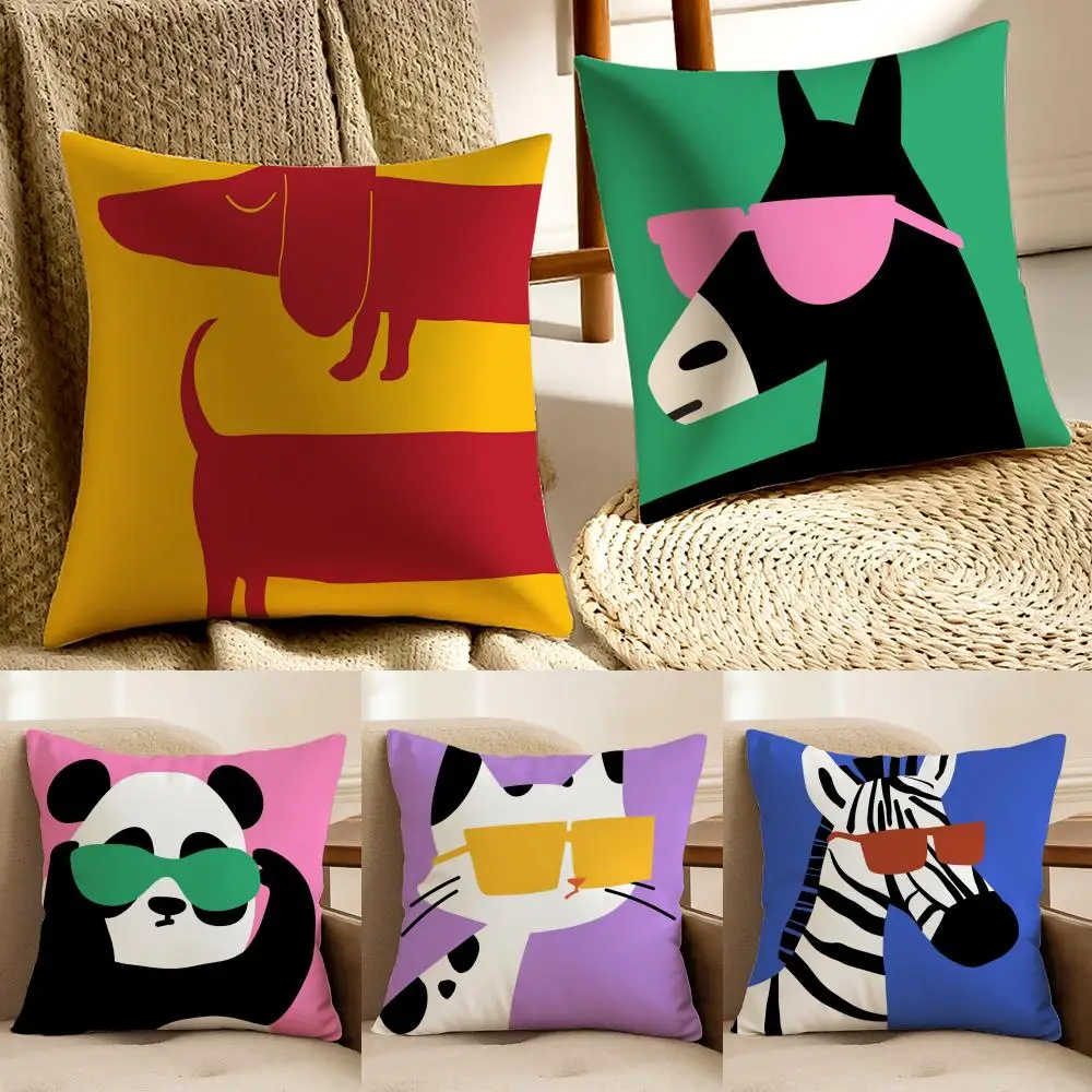 Cartoon Animals Cushion Cover Pillowcase Anti Dustmite Living Room Sofa Decor Cushion Room