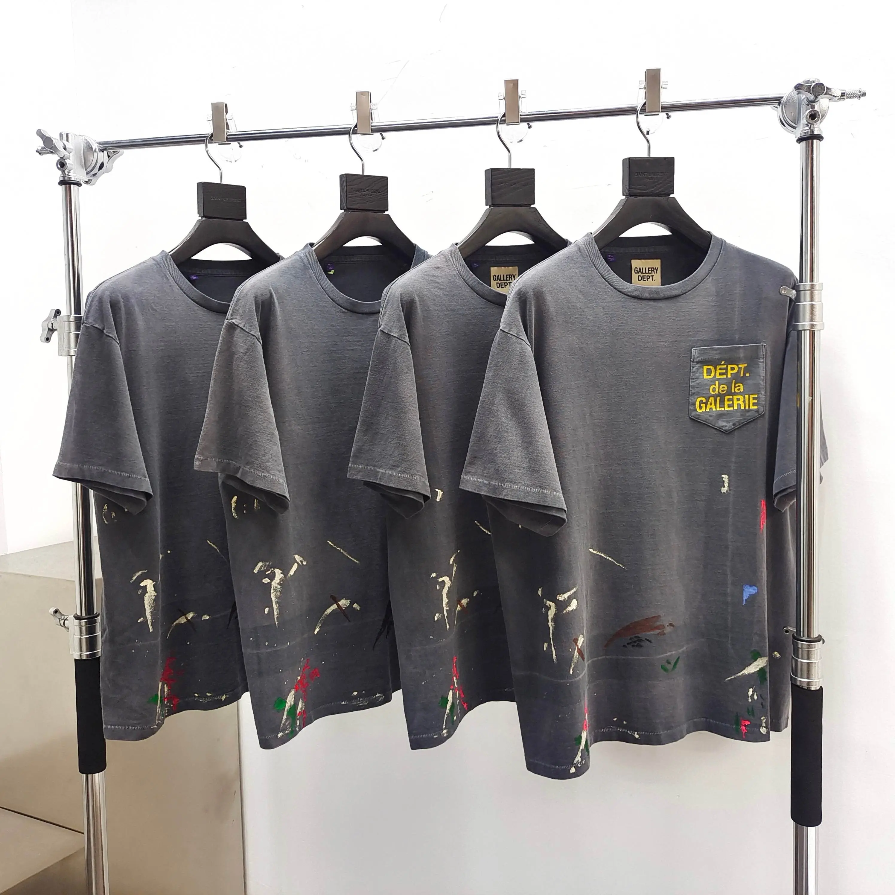Gallery Dept Fold Shadow Hand Painted Washed Black Short Sleeve Tee