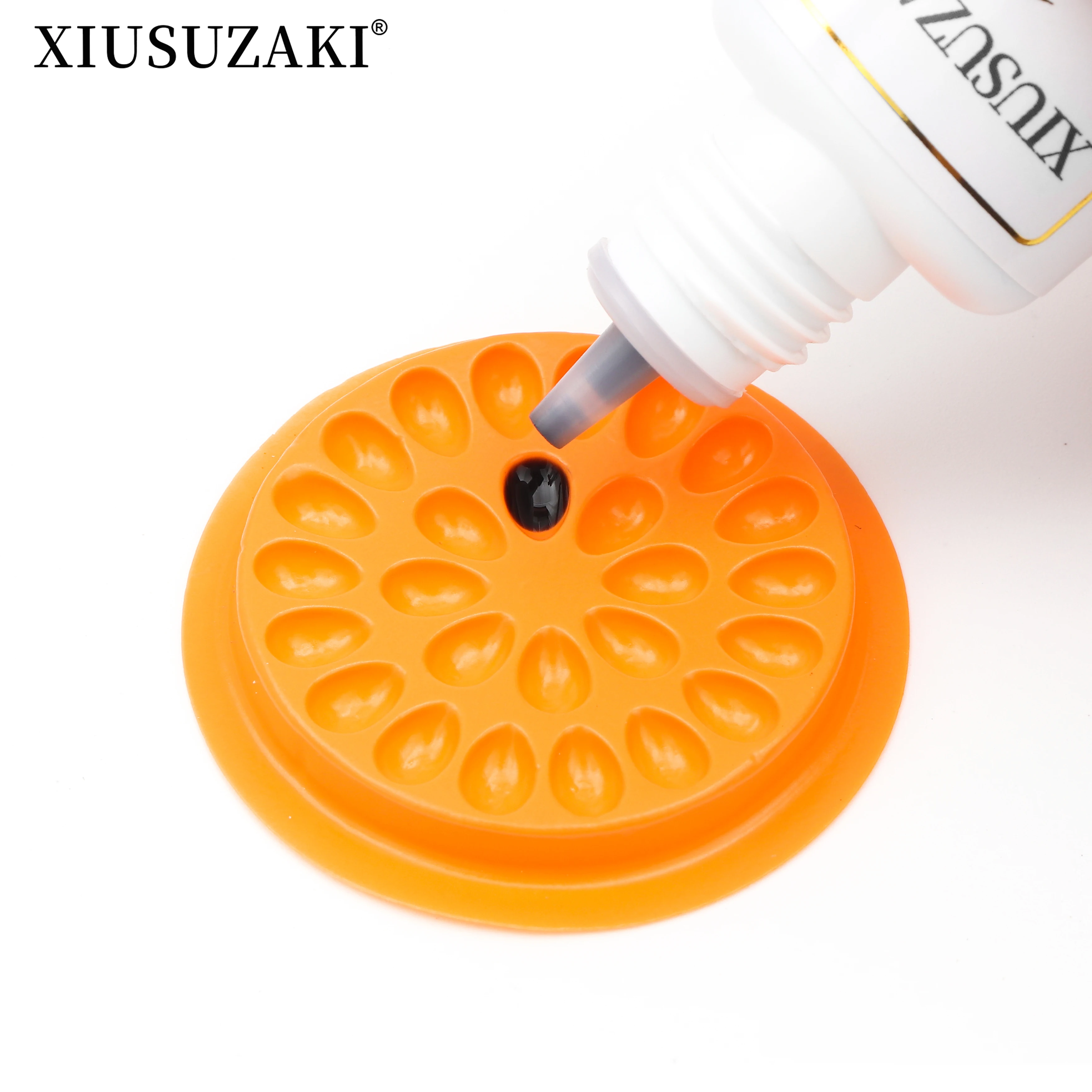 XIUSUZAKI 100pcs Disposable Eyelash Extension Glue Holder Pallet Plastic Holder Pallet Stand Pads for Fan Eyelashes Holder