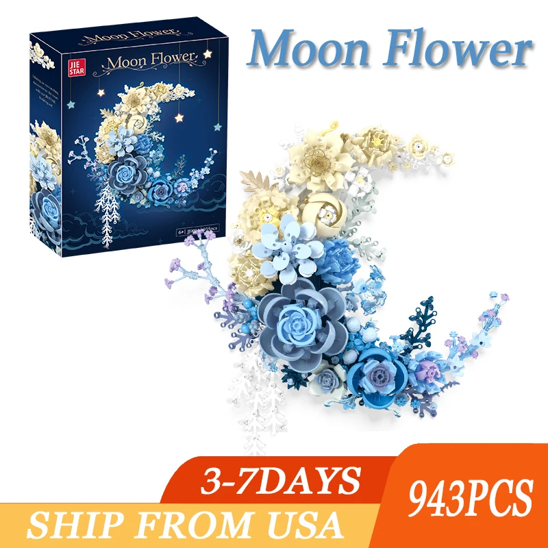 

934PCS Romatic Moon Flower Building Blocks DIY Assembly Eternal Bouquets Bricks Toys Creative Wall Decoration For Girls Gifts