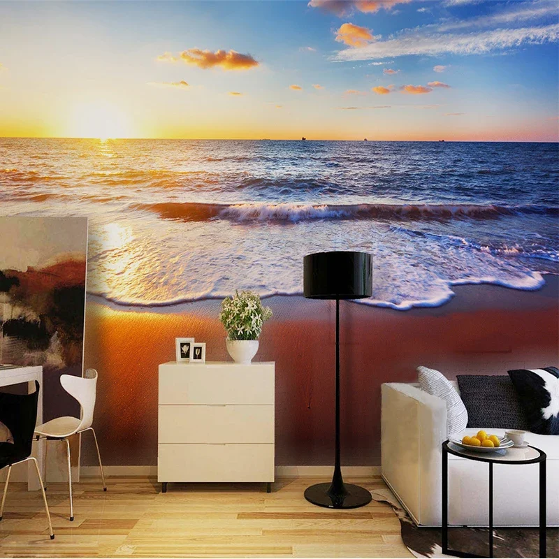 Sunset Sea Beach Landscape 3D Stereo Wallpapers Custom Photo Wall Mural Living Room Bedroom Home Decor Background Wall Covering