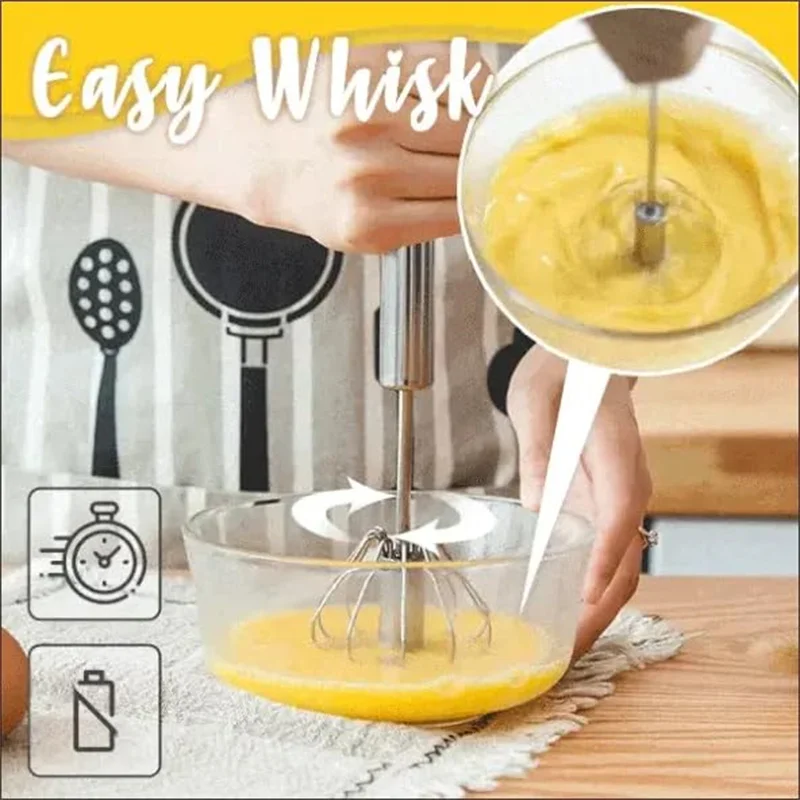 1/2Pcs Metal Egg Beater Metal Hand Mixer Pressure Rotary Semi - Automatic Whisk Foamer Rotate Hand Kitchen Cooking Tools