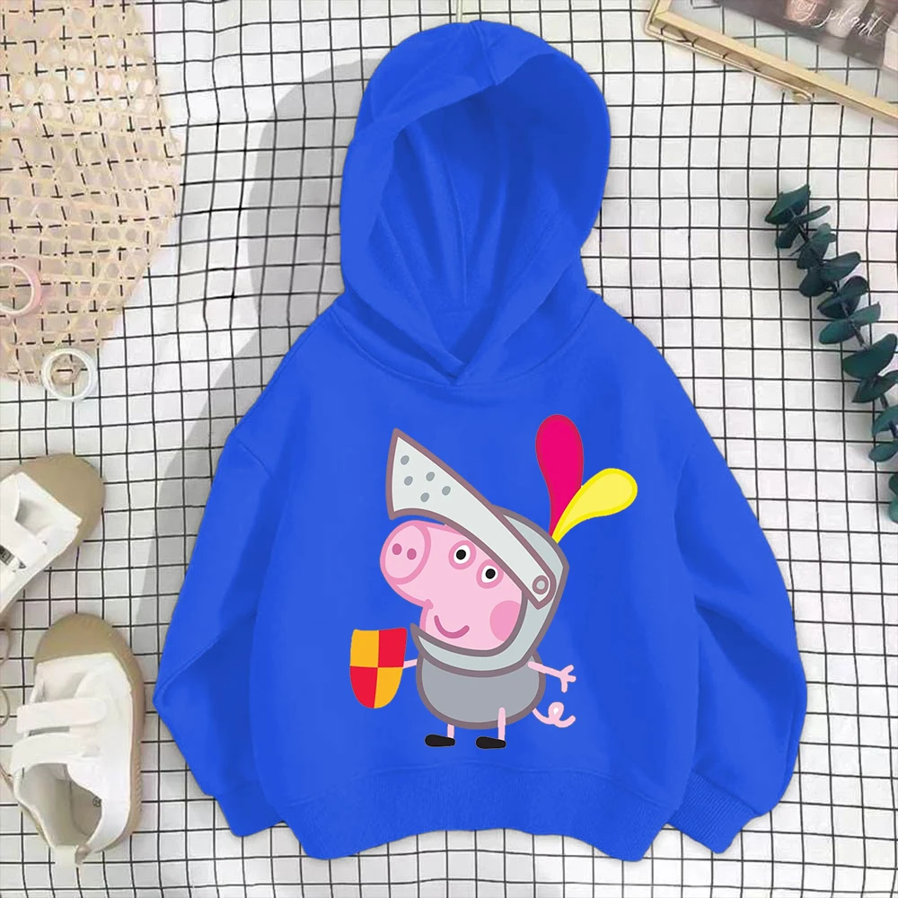 Boys and girls 3-12 years old Cartoon Pig George Kids Harajuku Casual Sports hoodie tops Fall/Winter kids hoodie