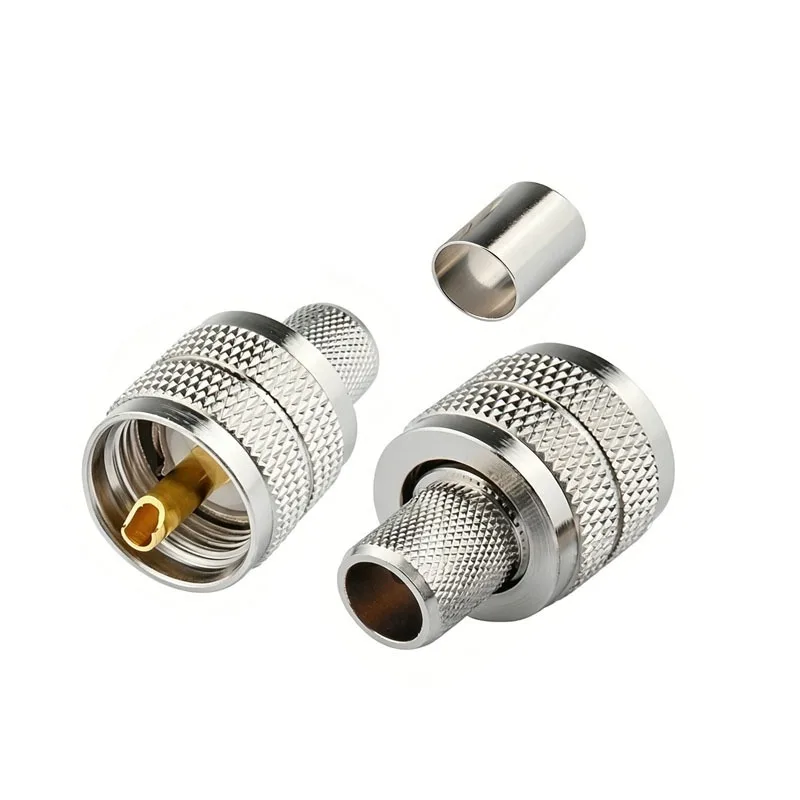 1/5/PCS PL259 UHF Male Crimp Connector RF Coaxial Plug for RG58 RG8 RG213 LMR400 Cable 50 Ohm Nickel Plated