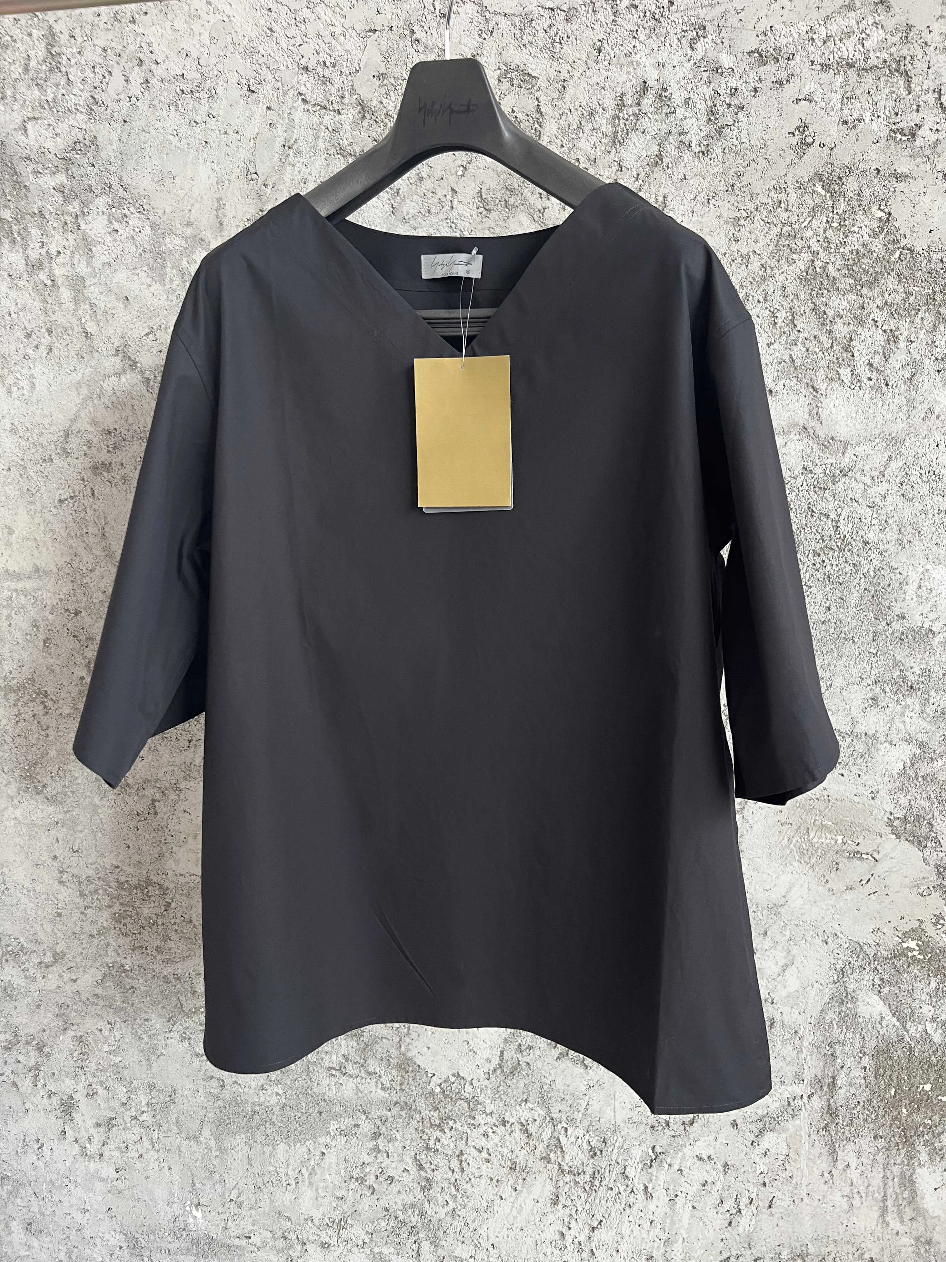 

Samurai loose V-neck shirt, white Japanese-style pure cotton five-quarter sleeve T-shirt