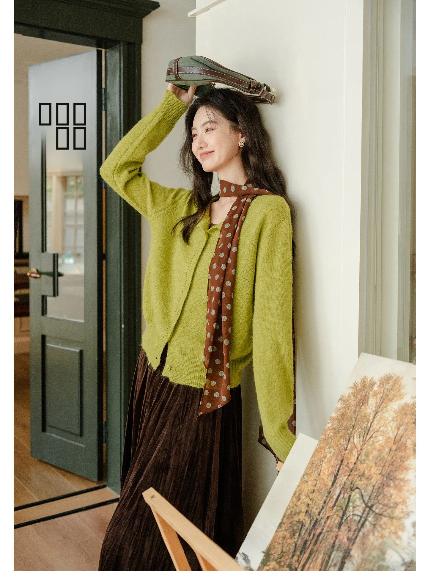 

Вязаный свитер женский, ранняя осень 2025, новинка, корейский стиль, открытый кардиган, мягкий, однотонный, с длинными рукавами, круглый вырез