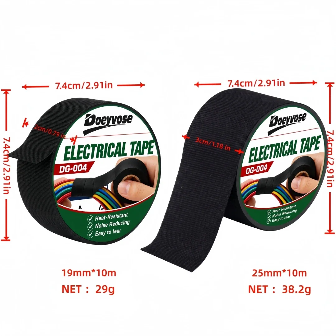 Black Electrical Fabric Tape Heat Resistant Waterproof Flame Retardant Auto Wire Harness Insulation Wrap Tape