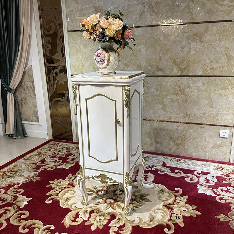 Solid wood flower stand European luxury carved storage stand Neoclassical flower pot stand
