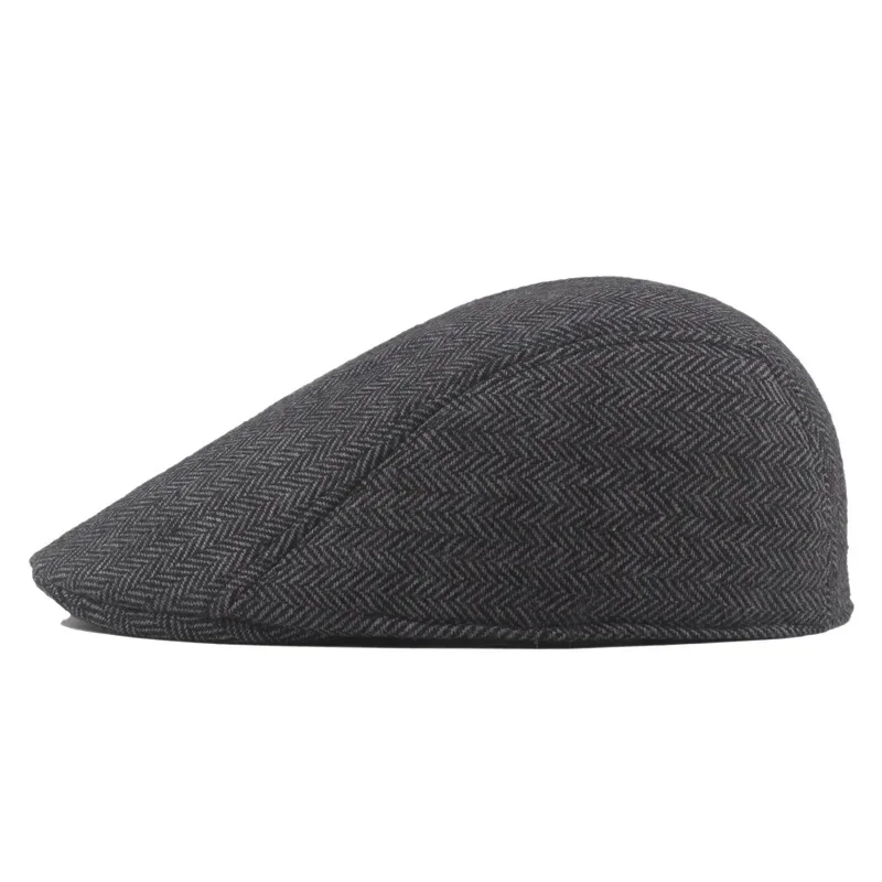 Newsboy Hats for Men Classic Herringbone Tweed Wool Blend Flat Cap Ivy Cabbie Driving Beret