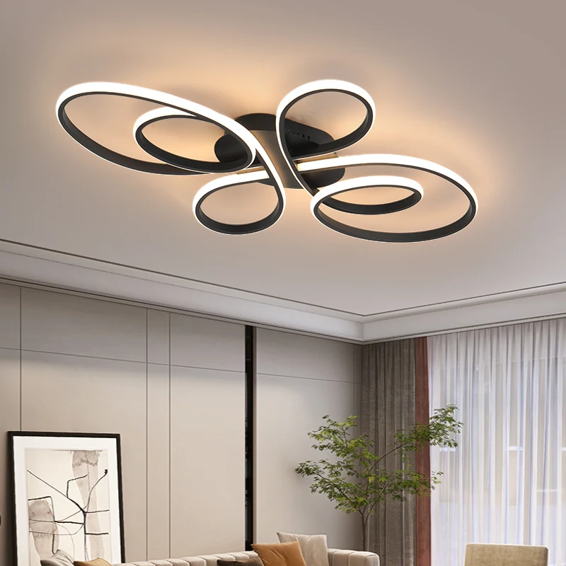 NEO Gleam New Hot RC White/Coffee Modern Led Ceiling Lights For Living Room Bedroom Study Room Dimmable Ceiling Lamp Fixtures