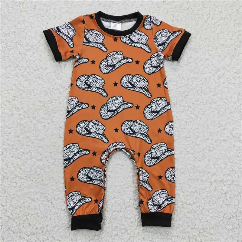 Wholesale western boutique onesies newborn toddler Sibling Baby Girls Boys Western Cow Short Sleeve Rompers