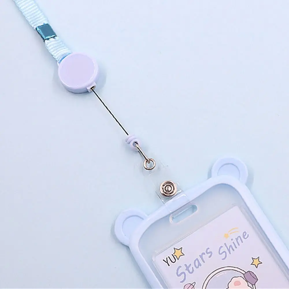 1PC Students Gift Retractable Reel Lanyard Bank ID Card Sleeve Credit Cover Case Card Holder Bus Card Case
