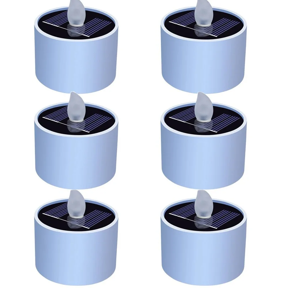 

2/4/6Pcs Outdoor Supplies Warm White Electronic Solar Power LED Candles Flameless Lights Tea Lights