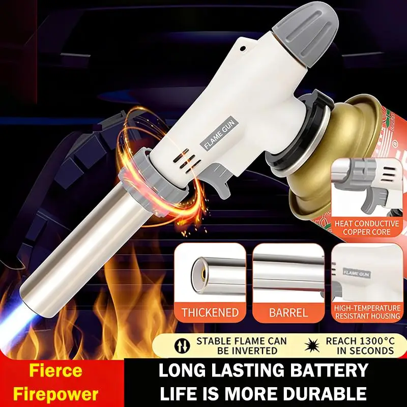 Portable Gas Welding Torch Head Manual Ignition Adjustable Flame Nozzle for Outdoor BBQ Woodwork Heating