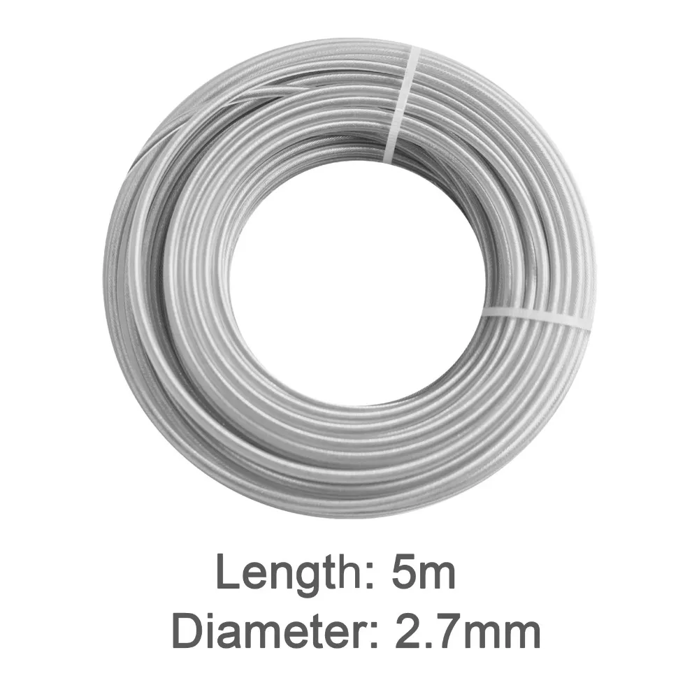 5m/10m/15m*2.4mm/2.7mm/3mm Grass Trimmer Line Nylon and Steel Wire Round Shape Brush Cutter Rope Braided Texture Wear Resistant
