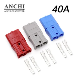 2PCS 40A 600V Quick Connector Battery Trailer Pair Charging Plug Kit Double-Pole 2-pin Power Connector Wire Combinable Plug