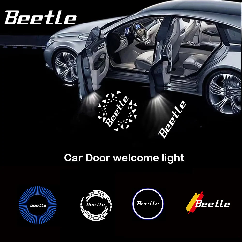 2Pcs LED Car Door Welcome Light Logo Courtesy Ghost Shadow Laser Projector Lamp For VW Beetle 2006‑2018 Car Decor Accessories