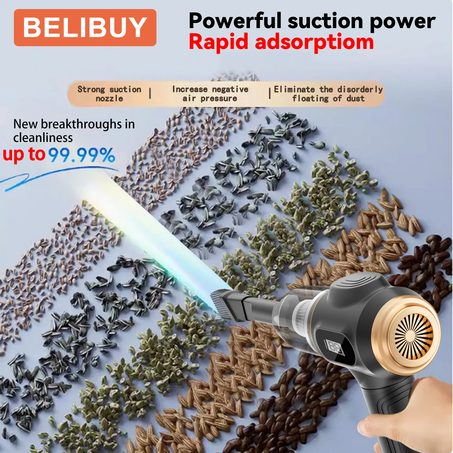 BELIBUY 15000PA Wireless Handheld Vacuum Cleaner Home Appliance Car Vacuum Cleaner Portable Strong Suction Cleaner Vacuum
