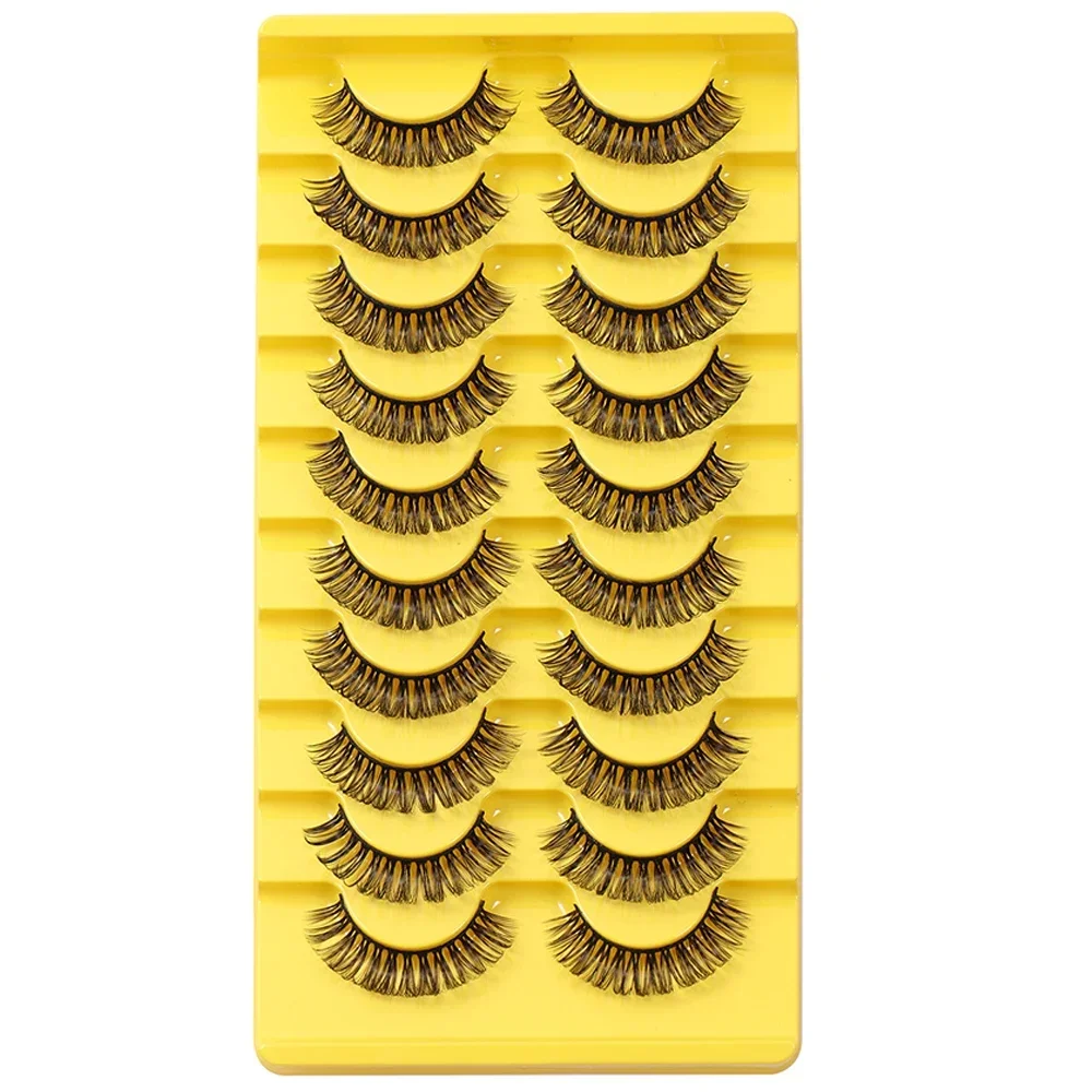 10 Pairs Lashes D Curl Russian Lashes 3D Mink Eyelashes Reusable Fluffy Russian Strip Lashes eyelashes extensions