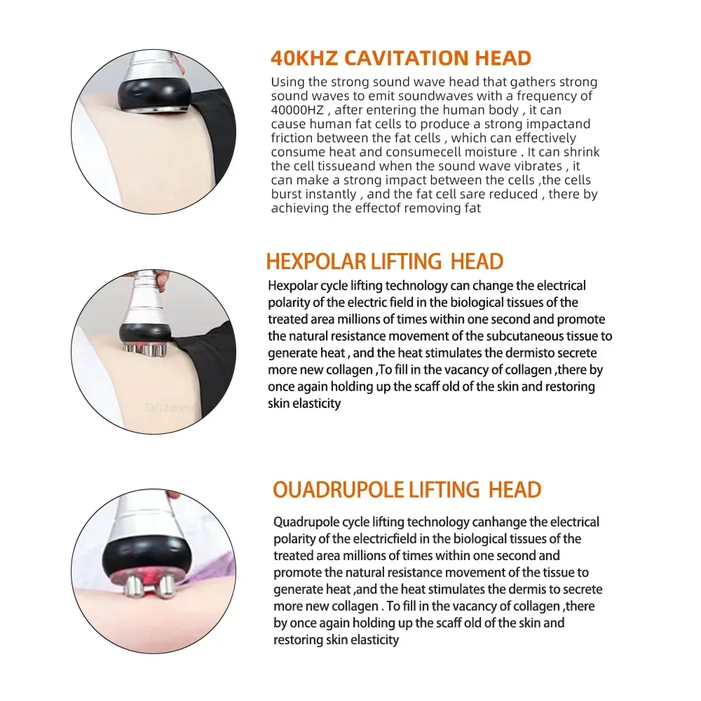 Body shaping Massage Equipment 9 in 1 40K Ultrasonic Cavitation Machine Vacuum Lipo Lase Slimming Burn Fat Lift tighten Skin Spa