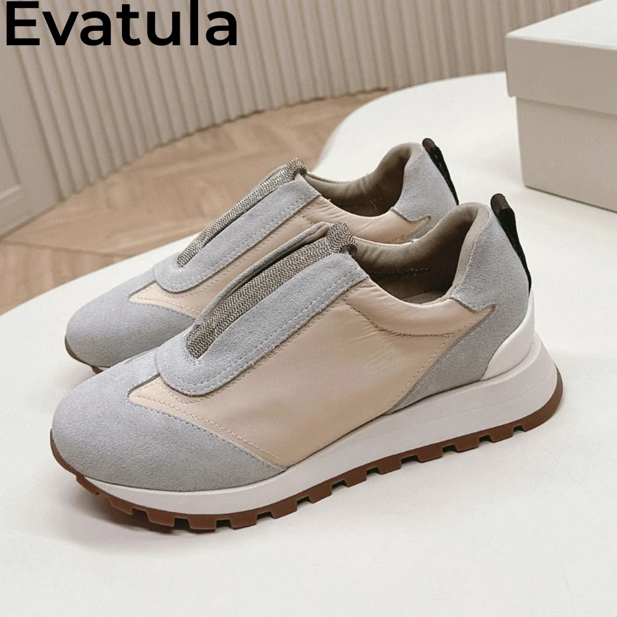 2024 Autumn Hot Suede Leather Couple Casual Sneakers Thick Sole String Bead Flat Shoes Women Comfort Walking Driving Shoes Men