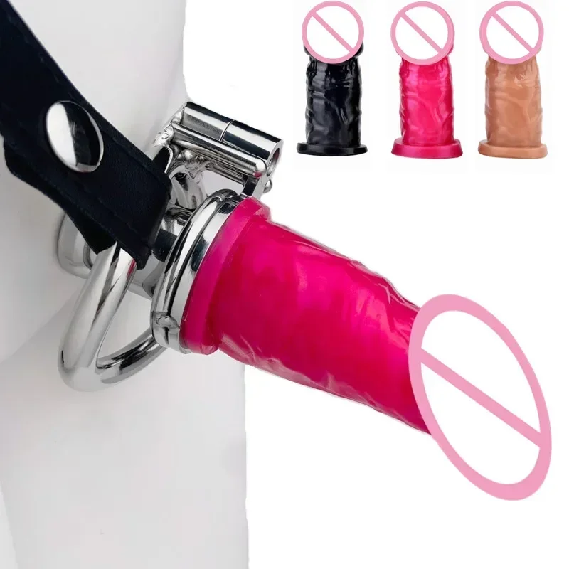 Sissy Negative Cock Cage with Dildo Head 정조대 Inverted Urethral Chastity Cage 성인용풍 Male Chastity Belt Penis Rings Metal Sex Toys