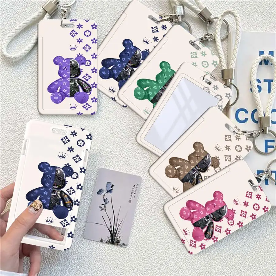 Cover Case 1Pc Card Holder Retractable Credit Card Holders Holders Child Bus with lanyard Badge Bank ID Fashion Cute Robert Bear
