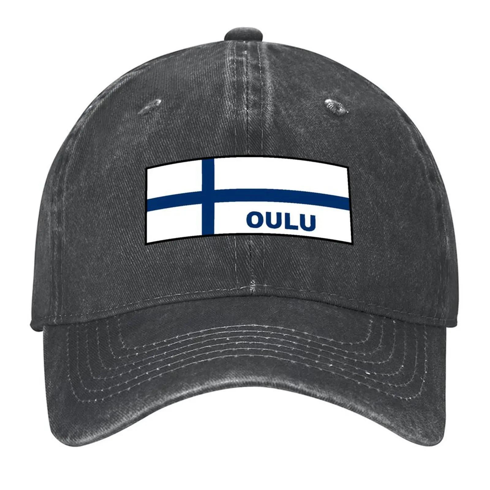 

Oulu City in Finnish Flag Baseball Cap Kids Hat Beach Bag derby hat Beach Mens Women's