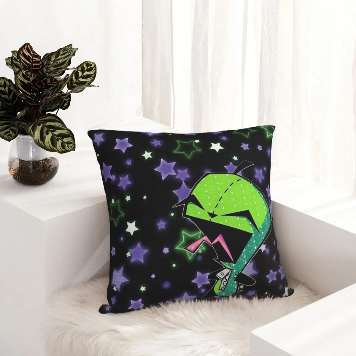 الغزاة Zims لطيف الفيلم وسادة غطاء غطاء الوسادة البوليستر كيس وسادة الرجعية العصرية سادات ل أريكة ديكور المنزل