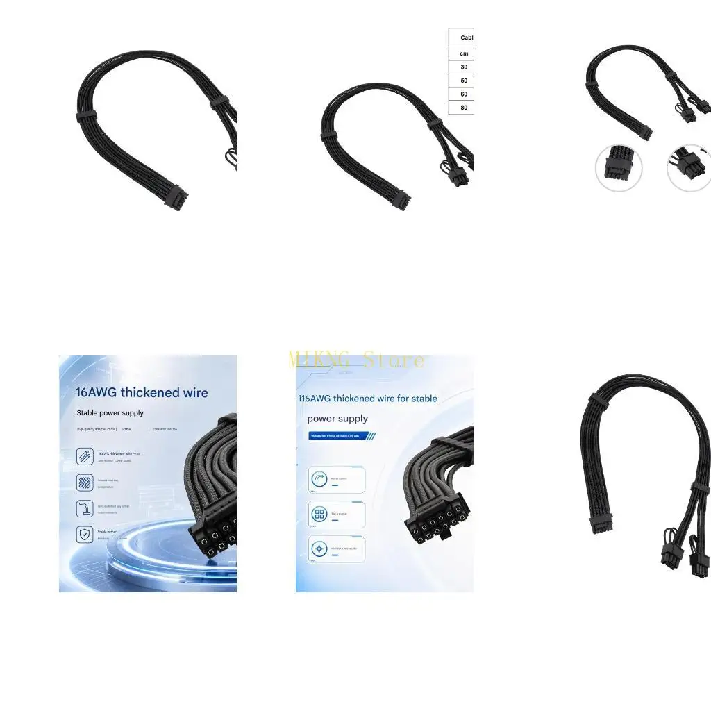 16PIN 12VHPWR to 2x 8Pin (6+2Pin) Graphics Card Cable Extension Cable Expand Power Supply 16PIN Male to Two 8-pin Male for Video