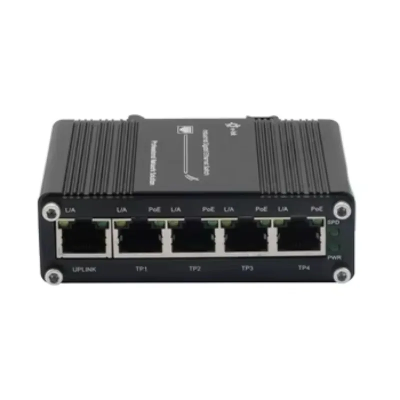 

Mini Industrial 5 Port PoE Ethernet Switch with 4 Ports 10/100/1000T IEEE802.3at PoE + 1 Port Uplink RJ45 for Solar CCTV Systems
