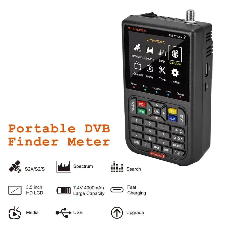 GTMEDIA V8 Finder2+Bag Satellite Finder Meter DVB-S/S2/S2X 1080P 3.5 Inch High Definition TFT LCD Screen H.264 vs WS-6933