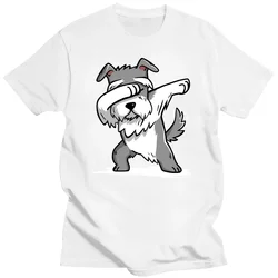 Funny Dabbing Miniature Schnauzer Dog Dad T Shirts Summer Style Graphic Cotton Streetwear Short Sleeve Birthday Gifts T-shirt