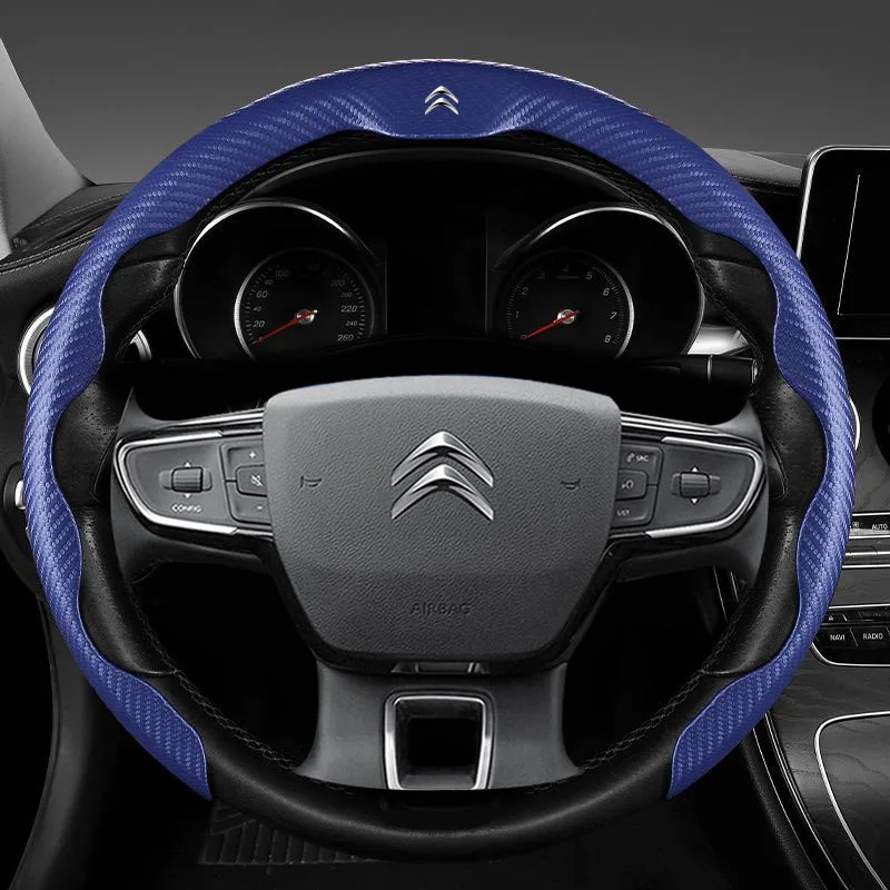 For Citroen C1 C2 C3 C4 C5 C6 VTS Xsara C-Crosser Berlingo Jumpy Carbon fiber non-slip Car Steering Wheel Cover Auto Accessories
