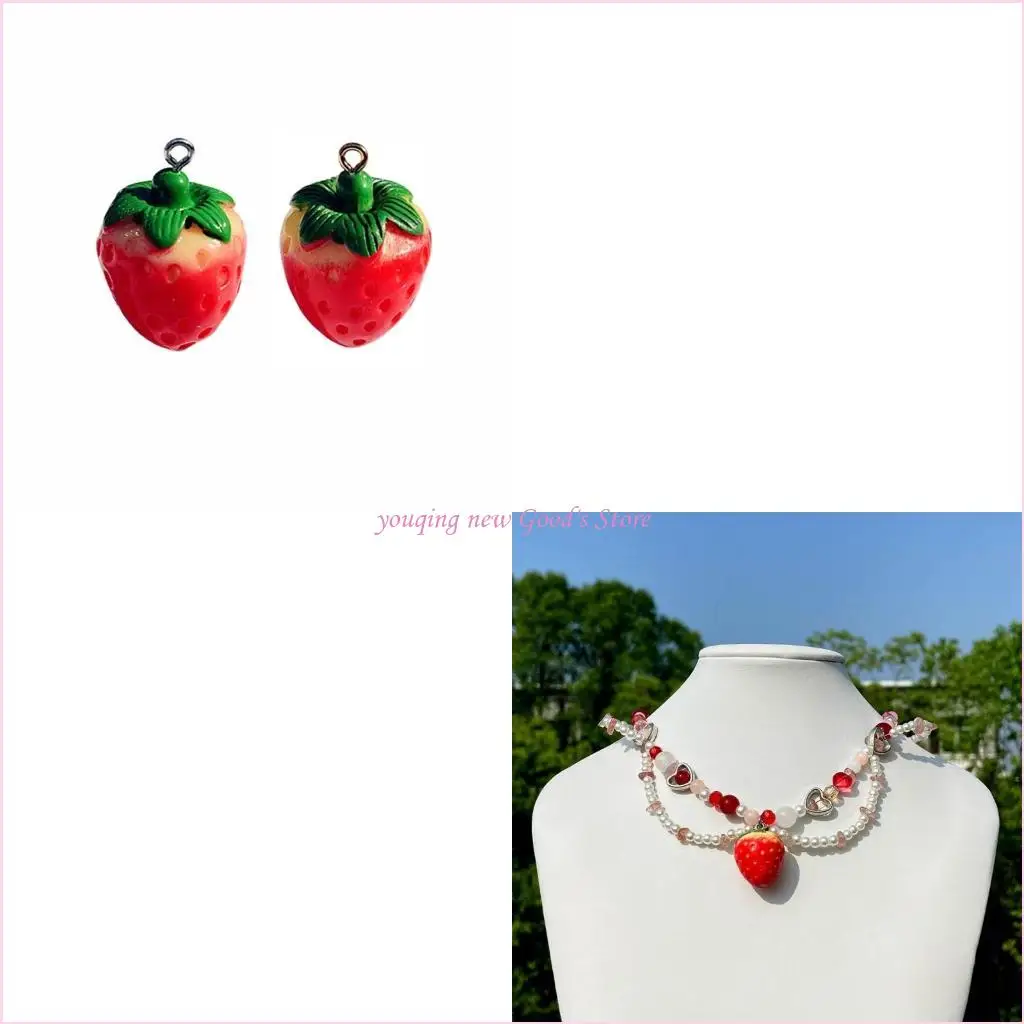 

57QA Игристая клубничная подвеска ручной работы из смолы с кулоном в форме фруктов, принадлежности для ювелирных изделий