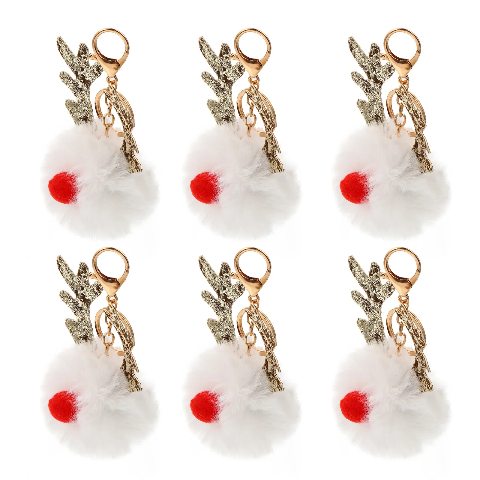 

6pcs Elk Keychain Cute Christmas Decor Bags Ring Miss Bag Hanging Car Decor Key Pendant Chain Accessories