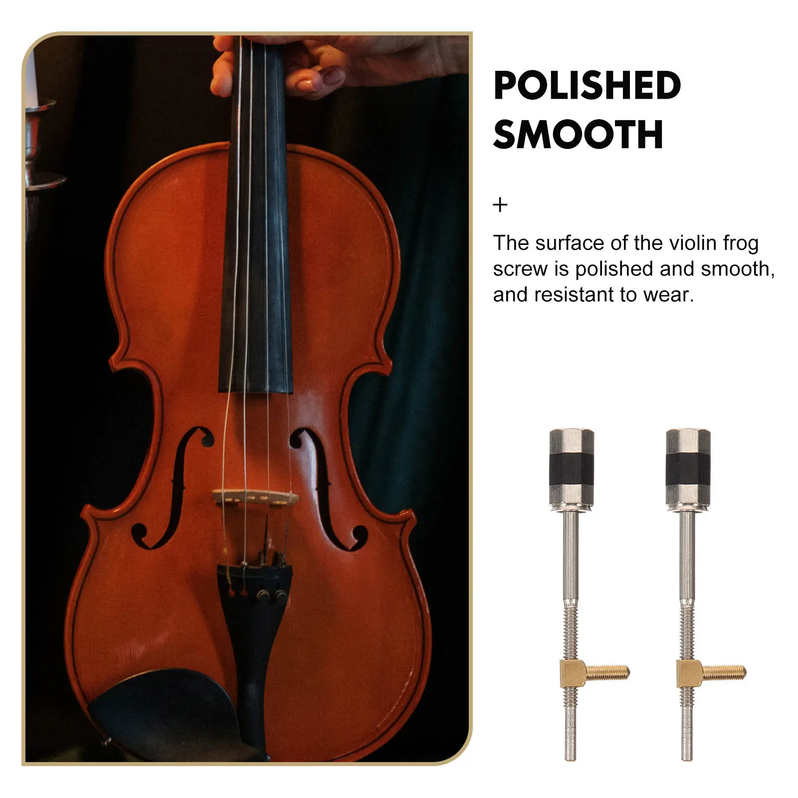 2Pcs Violin Bow Replacement Screw Strong Metal Frog Component Stable Performance for Daily Use Musician Gift Violin Bow Screw