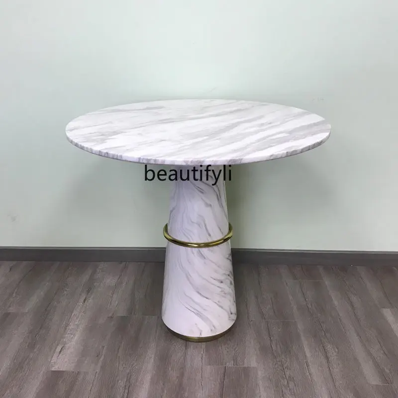 

yj Modern Minimalist round Marble Dining-Table Reception Table Conference Table