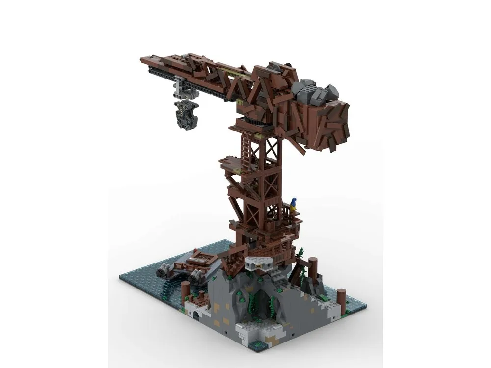 مكعبات بناء رافعة المنفذ الآسيوي MOC 2915 قطعة مع رافعة شحن وساحة حاوية، مجموعة نماذج حوض المدينة المعيارية كهدية للبالغين