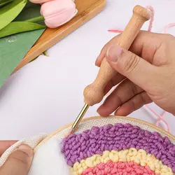 Gorąca sprzedaż Knitting haft pióro tkania filcowania dziurkacz ręczny nawlekacz igły drewniany uchwyt DIY magia szycia akcesoria narzędziowe